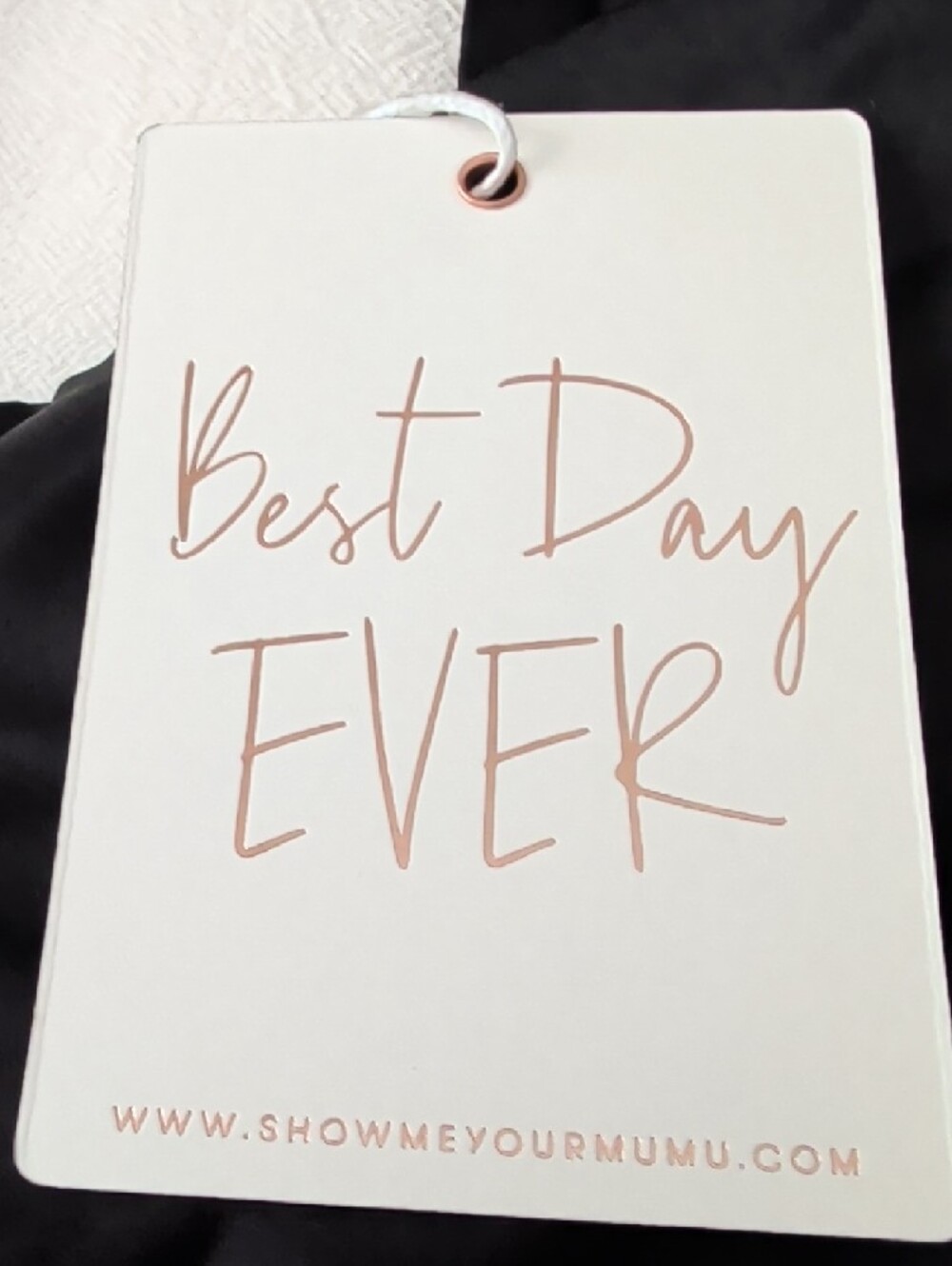 Show Me Your MuMu Black Satin Tank with 'Best Day Ever' Tag - Picture 2 of 4